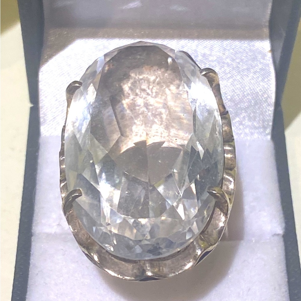 925 Sterling Silver Big Chunky Crystal Ring 💍